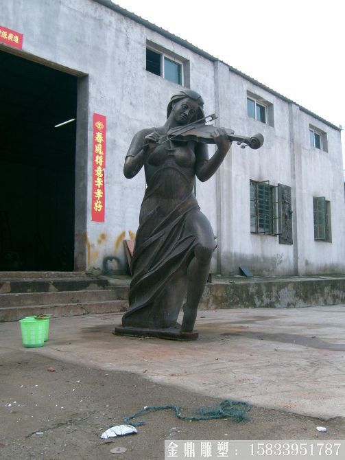 广场人物铜雕塑 小提琴演奏雕塑