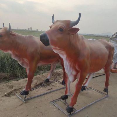 玻璃钢牛雕塑 黄牛动物雕塑
